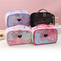 Pochette de maquillage Portable rose à paillettes pour femmes et filles, pochette de voyage, 2023