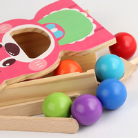 Jeu d'alimentation pour ours UBM, jouet en bois, grande ouverture de bouche, huit tasses, balles colorées, cuillère, pince, jouet éducatif pour enfants de 3 à 6 ans
