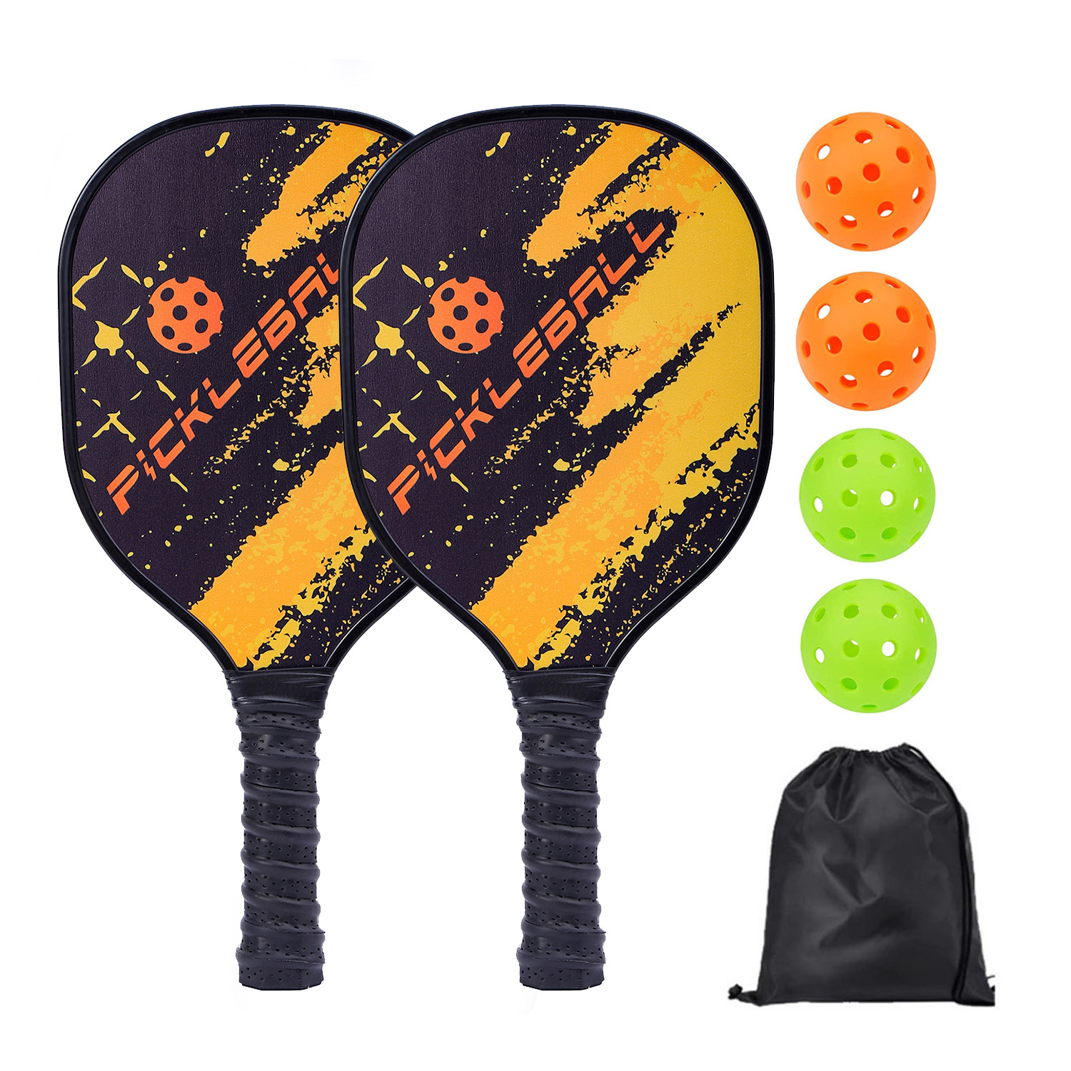 2 raquetas (marco de madera), 4 pelotas, 1 bolsa con cordón [Modelo MP166]