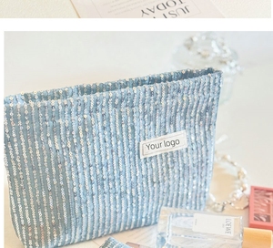 Nuova borsa di moda <span class=keywords><strong>accessori</strong></span> da <span class=keywords><strong>viaggio</strong></span> da <span class=keywords><strong>donna</strong></span> borsa cosmetica con cerniera da toilette Mini marsupio con paillettes borsa per trucco cosmetico - Product Image 6