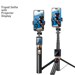 Perche à selfie sans fil en gros avec hauteur réglable d'un mètre et affichage de projection sur sept écrans, trépied télescopique - Product Image 1