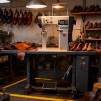 Machine à coudre industrielle électrique multifonction à double aiguille pour chaussures en cuir, avec pied entraîneur et bras vertical