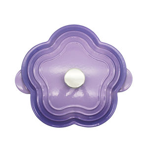 Articles ménagers lumineux Offre Spéciale <span class=keywords><strong>Mini</strong></span> ustensiles de cuisine en fonte violet 20cm four hollandais antiadhésif avec couvercle casserole de fleurs en fonte émaillée - Product Image 5