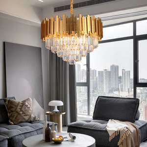 Lampe suspendue en métal de grande taille, très vendue, moderne, avec cristaux K9, lampe LED, pour <span class=keywords><strong>îlot</strong></span> de <span class=keywords><strong>cuisine</strong></span>, lampe suspendue moderne de luxe - Product Image 4