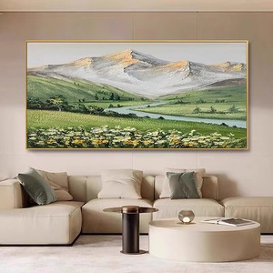 Pintura al Óleo Pintada a Mano, Paisaje de Montañas Cubiertas de Nieve, Marco de Madera 100% Hecho a Mano, Decoración Moderna y Minimalista para Sala de Estar - Product Image 2