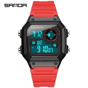 SANDA-relojes deportivos para hombre, pulsera Digital LED con cuenta atrás, resistente al agua, a la moda, 418