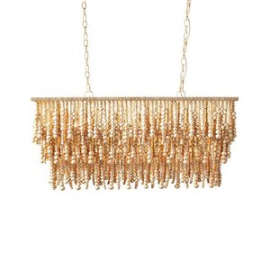 French Style Vintage Bohemian Wooden Bead Tassel Chandelier For Living Room Bedroom <b>Dining</b> Room Decorative Pendant <b>Light</b> - Product Image 1