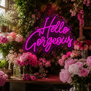 ป้ายไฟนีออน LED แบบกำหนดเอง "<span class=keywords><strong>Hello</strong></span> Gorgeous"  ตกแต่งร้านเสริมสวย บาร์ บูติก หน้าต่างร้าน และร้านดอกไม้ - Product Image 4