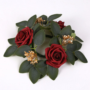 Guirnalda de Rosas Artificiales para Mesa, Decoración Circular para Fiesta de Halloween, Diámetro de 27 cm, Tela, Plástico y Espuma - Product Image 5