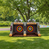 Jeu de lancer de haches gonflable double avec cible en PVC, taille et couleur personnalisables, garantie de 3 ans pour les fêtes et l'usage commercial