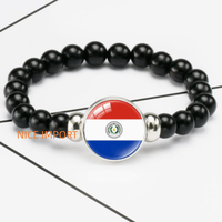 Bracelet perlé élastique noir drapeau du Panama, accessoire patriotique tendance pour hommes et femmes, best-seller