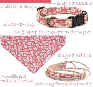 Collar de corbata de perro desmontable de doble capa con margarita de estilo retro con pulsera de propietario - Product Image 2