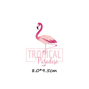Grandes pegatinas de parche de transferencia de calor de hierro flamenco rosado para apliques de prensa de ropa - Product Image 2