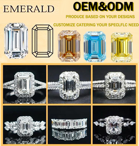 Xingsial พลอย5CT เพชรโมอิส0.5ct มรกตสีโมอิสซานไนต์ตัดมรกต - Product Image 4