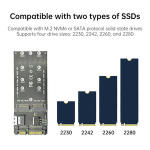 SFF-8654 ke NVMe <span class=keywords><strong>M</strong></span>.2 NGFF SSD SATA ke SATA <span class=keywords><strong>M</strong></span>.2 NGFF SSD Converter Expansion Adapter Card untuk Komputer Desktop - Product Image 2