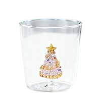 Gobelet en verre à paroi simple, motif arbre de Noël 3D, réutilisable, pour café, jus, compatible lave-vaisselle et micro-ondes, idéal comme cadeau