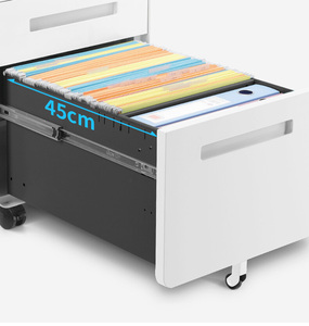 Màu xám đen 3 ngăn kéo Tủ hồ sơ di động với tay cầm cổ ngỗng và lưu trữ văn phòng bằng thép khóa trên bánh xe - Product Image 4