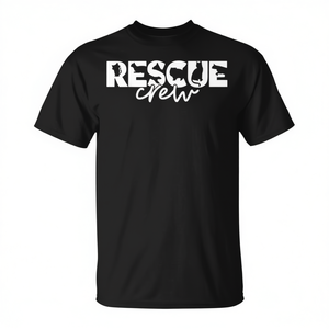 T-shirt Rescue Crew Cat Lover nera unisex per adulti, taglia media, girocollo, manica corta, promozionale - Product Image 3
