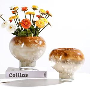 Mid-Century Colored Glaze Gradient Round Mushroom-shaped <b>Vase</b> - Product Image 1