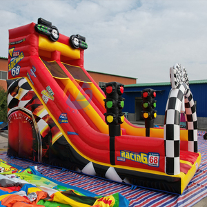 Grande <span class=keywords><strong>maison</strong></span> de rebond de voiture de course avec toboggan humide et sec géant Patriot Monster Truck toboggan aquatique toboggan rouge Kids Bounce House Combo - Product Image 5
