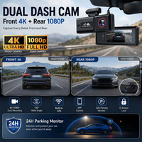 Caméra embarquée 4G en direct avec double objectif avant 4K et arrière 1080P, enregistreur GPS, surveillance à distance, contrôle par application, stockage cloud, vision nocturne DVR