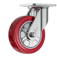 Roulettes pivotantes rouges pour sols difficiles, 4, 5, 6, 8 pouces, noyau intérieur en PP, cache-poussière intégré, capacité de 260 kg par roue, roulement fluide, roulettes industrielles
