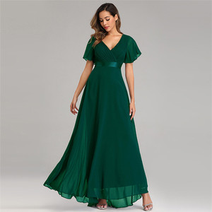 Đầm Dài Phù Dâu Đám Cưới Cổ Chữ V Dáng Chữ A Đầm Voan Dài - Product Image 5