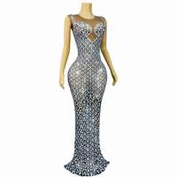 AD2650 Kimshein Haute Qualité Étincelant Strass Robe De Soirée Sexy Sans Manches Robe De Luxe Robe De Bal Robe De Soirée