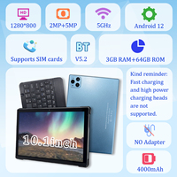 YPORANGE Nueva Tendencia, Tablet 2 en 1 de 10.1 Pulgadas con WiFi 5G, Octa Core MTK, Android 12, Pantalla IPS de 1280*800, 3 GB de RAM, 64 GB de ROM, GSM, Teclado Empresarial, PC