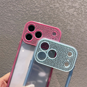 Coque de téléphone transparente effet cristal diamant pour iPhone 17 16 15 14 13 Pro Max, avec protection d'objectif mate et dos brillant néon, pour filles - Product Image 6