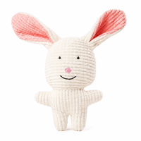 Jouet en peluche couineur lapin en velours côtelé OEM 14x27,5cm, animal en peluche avec visage brodé, en coton PP doux pour chats, chiens, bébés et enfants, cadeau