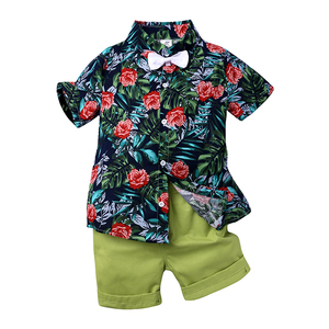 Conjuntos de Ropa para Niños al por Mayor, Camisa Floral y Pantalones Cortos para Niños, Traje de 2 Piezas para el Verano - Product Image 4