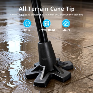 <span class=keywords><strong>Canne</strong></span> pliable légère réglable en alliage d'aluminium Rehand OEM avec poignée en caoutchouc et <span class=keywords><strong>embout</strong></span> large, hauteur réglable de 101,5 à 124,5 cm, charge maximale de 158 kg - Product Image 6