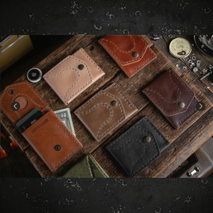 Portable Vintage <b>Waterproof</b> Multifunctional Compact Open Closure Nylon Lining Handmade Card Slot Front Pocket Money Clip <b>Wallet</b> - Product Image 4
