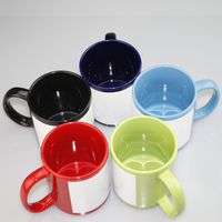 Mug à café en céramique 11 oz personnalisé avec impression par sublimation Topjlh, surface d'impression entièrement colorée, revêtement blanc pour transfert thermique DIY