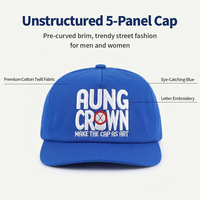 Casquette de baseball 5 panneaux non structurée personnalisée de haute qualité, style vintage en coton, avec logo, à rayures fines et fermeture snapback