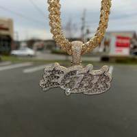 Argent Sterling 925 Logo Personnalisé Nom 3D Collier Hip Hop Diamant Pendentif avec LOGO Personnalisé Privé Entièrement Glacé Lettre Bijoux