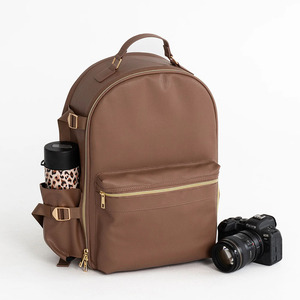 Sac à dos personnalisable de luxe vintage portable unisexe en cuir PU végétalien réutilisable avec fermeture éclair et roulettes pour appareil photo numérique et objectif SLR grande capacité - Product Image 2