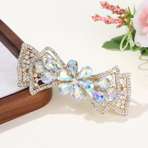 กิ๊บติดผมคริสตัลรูปดอกไม้ฤดูใบไม้ผลิประดับด้วยพลอยหลากสีสำหรับผู้หญิง - Product Image 5