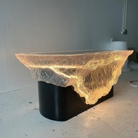 Table de bar en résine lumineuse sur mesure avec éclairage LED RGB pour villa, bar à domicile et usage commercial