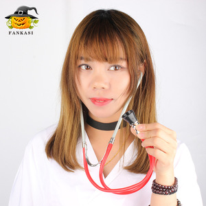 ฟังก์ซาซี สเต็ทสโคปสีแดงสีดำพลาสติกอุปกรณ์เสริมเครื่องแต่งกายฮาโลวีนสำหรับพยาบาลหมออุปกรณ์ประกอบฉากคอสเพลย์ - Product Image 2