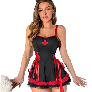 Nieuwe Europese En Amerikaanse Satijnen Stof Seks Ondergoed Verpleegster Uniform Verleiding <span class=keywords><strong>Sexy</strong></span> Hete Pyjama Passy Pak Bedkleding - Product Image 1