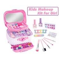 Perlengkapan Kosmetik Putri Fashion Harga Pabrik BST, Set Mainan Kotak Kosmetik untuk Anak Perempuan, Set Rias Wajah dan Cat Kuku dengan Cermin untuk Anak Perempuan