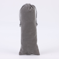 Pochette longue en velours noir avec cordon de serrage, logo personnalisé, pour bâton de selfie en acier inoxydable, rouge à lèvres, stylo, rangement portable, cadeau