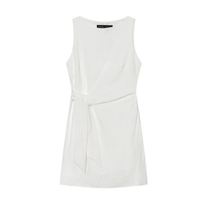 <span class=keywords><strong>Robe</strong></span> fourreau sans manches en mélange coton-polyester avec ceinture à nouer à la taille pour femme, collection 2026, vente en gros OEM/ODM par une usine de vêtements chinoise - Product Image 4