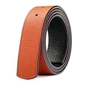 <span class=keywords><strong>Sangle</strong></span> de ceinture de remplacement en cuir pleine fleur véritable, double face, réversible, sans boucle - Product Image 2
