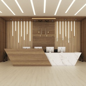 Comptoir de réception rond personnalisé au design moderne pour salon de coiffure, hôtel et hôpital, avec garantie de 10 ans, surface solide en marbre blanc - Product Image 6