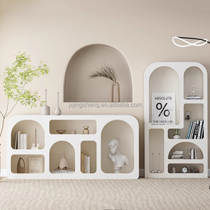 <strong>French</strong> White Solid Wood Living Room Display <strong>Shelf</strong> Floor-Standing Bookshelf with Small Arched Bookcase and Cave Rack Cabinet - Product Image 2