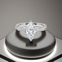 Anillo de Compromiso de Moda para Mujer, Joyería de Plata de Ley 925 con Diamante de Corte Marquesa y Circonitas Cúbicas con Pavé Completo