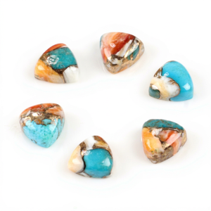 Trillion forme Cabochon naturel lisse coquille d'huître épineuse cuivre Turquoise 12mm pierre précieuse pour la fabrication de bijoux fins en gros - Product Image 1